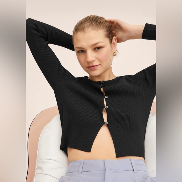 Cropped Rib Cardigan *NEW WITH TAGS* - Picture 9 of 9